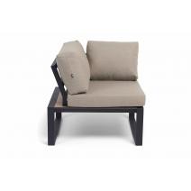  "Тулон" угловой модуль, каркас алюминий, HPL "дуб", черный муар, ткань бежевая 15052, фото 3 