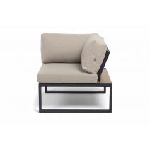  "Тулон" угловой модуль, каркас алюминий, HPL "дуб", черный муар, ткань бежевая 15052, фото 4 