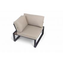  "Тулон" угловой модуль, каркас алюминий, HPL "дуб", черный муар, ткань бежевая 15052, фото 5 