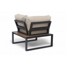  "Тулон" угловой модуль, каркас алюминий, HPL "дуб", черный муар, ткань бежевая 15052, фото 6 