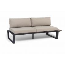  "Тулон" левый модуль, каркас алюминий, HPL "дуб", черный муар, ткань бежевая 15052, фото 2 