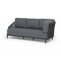  "Верона" правый-угол модуль плетеный из роупа, каркас алюминий темно-серый (RAL7024) муар, роуп темно-серый круглый, ткань темно-серая 027, L220х89, фото 1 