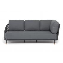  "Верона" правый-угол модуль плетеный из роупа, каркас алюминий темно-серый (RAL7024) муар, роуп темно-серый круглый, ткань темно-серая 027, L220х89, фото 2 