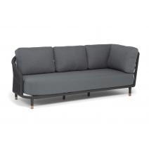  "Верона" правый-угол модуль плетеный из роупа, каркас алюминий темно-серый (RAL7024) муар, роуп темно-серый круглый, ткань темно-серая 027, L220х89, фото 3 