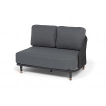  "Верона" левый модуль плетеный из роупа, каркас алюминий темно-серый (RAL7024) муар, роуп темно-серый круглый, ткань темно-серая 027, L131х89, фото 1 