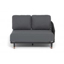  "Верона" левый модуль плетеный из роупа, каркас алюминий темно-серый (RAL7024) муар, роуп темно-серый круглый, ткань темно-серая 027, L131х89, фото 2 