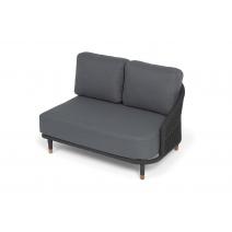  "Верона" левый модуль плетеный из роупа, каркас алюминий темно-серый (RAL7024) муар, роуп темно-серый круглый, ткань темно-серая 027, L131х89, фото 4 