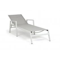  "Парма" шезлонг из алюминия темно-серый (RAL7024) муар, ткань текстилен серая, фото 2 
