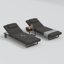  Шезлонг КОСТА С на колесах, каркас карбон, матрас маренго (с подушкой), фото 7 