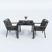  Стол обеденный КАНА алюминий, стекло 80x80 см (4 ножки), фото 2 