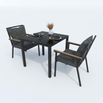  Стол обеденный КАНА алюминий, стекло 80x80 см (4 ножки), фото 3 