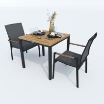  Стол обеденный МИРРА алюминий, поливуд 80х80 см (4 ножки), фото 3 