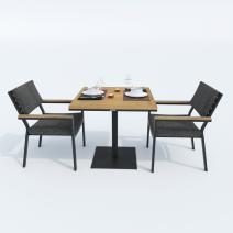  Стол обеденный ТЕЛЛА алюминий, тик 80x80 см (1 ножка), фото 2 