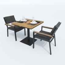  Стол обеденный ТЕЛЛА алюминий, тик 80x80 см (1 ножка), фото 3 