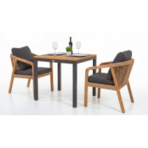  Стол обеденный ТЕЛЛА алюминий, тик 80x80 см (4 ножки), фото 7 