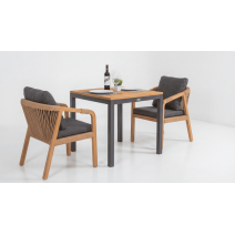  Стол обеденный ТЕЛЛА алюминий, тик 80x80 см (4 ножки), фото 5 