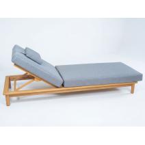  Шезлонг САПОРИ тик, светло-серый матрас, подушка, фото 2 