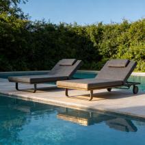  Шезлонг КОСТА С на колесах, каркас карбон, матрас маренго (с подушкой), фото 2 