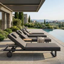  Шезлонг КОСТА С на колесах, каркас карбон, матрас антрацит (с подушкой), фото 2 