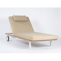  Шезлонг КОСТА С на колесах, каркас белый, матрас бежевый (с подушкой), фото 5 