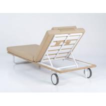  Шезлонг КОСТА С на колесах, каркас белый, матрас бежевый (с подушкой), фото 6 