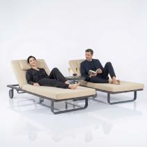  Шезлонг КОСТА С на колесах, каркас карбон, матрас бежевый (с подушкой), фото 2 