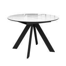  Стол DikLine SFC100 d1000 стекло Оптивайт Белый мрамор/подстолье черное, фото 1 