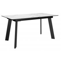  Стол DikLine DKH160, керамика 160(200)х90, мрамор белый матовый, опоры черные (2 уп.), фото 1 