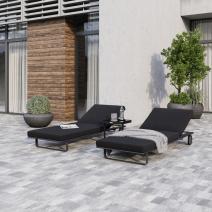  Шезлонг КОСТА на колесах черный - каркас карбон, фото 3 