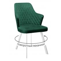  Стул DikLine 245 поворотный, К13 изумруд, ножки белые, фото 1 