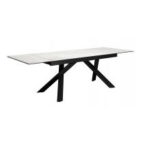  Стол DikLine KX160 керамика белый мрамор C39 глянец/опоры черные (2 уп), фото 2 