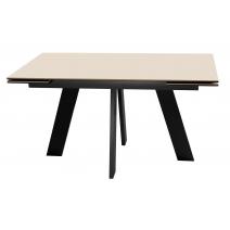  Стол DikLine SKM140 Керамика Krater Perla (бежевый матовый)/подстолье черное/опоры черные, фото 1 