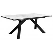  Стол DikLine KX160 керамика белый мрамор C39 глянец/опоры черные (2 уп), фото 1 