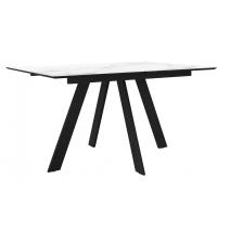  Стол DikLine DKD140, керамика 140(180)х80, мрамор белый матовый, опоры черные (2 уп.), фото 1 