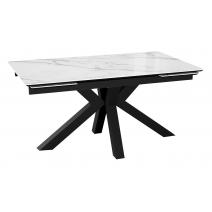  Стол DikLine SFE160 Керамика Tianshan White (белый полуглянец)/подстолье черное/опоры черные (2 уп.), фото 1 