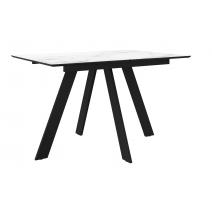  Стол DikLine DKD120, керамика 120(160)х80, мрамор белый матовый, опоры черные (2 уп.), фото 1 