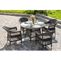  "Дольче" обеденная группа из искусственного ротанга, цвет графит, фото 1 