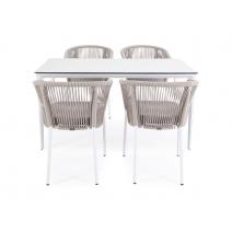  "Малага" обеденная группа на 4 персоны со стульями "Марсель", каркас белый, роуп бежевый, фото 3 