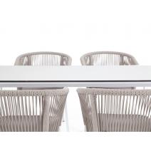  "Малага" обеденная группа на 4 персоны со стульями "Марсель", каркас белый, роуп бежевый, фото 4 