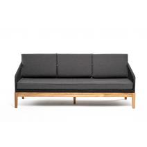  "Канны" диван 3-местный плетеный из роупа, основание дуб, роуп темно-серый круглый, ткань темно-серая 027, фото 2 