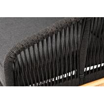  "Канны" диван 3-местный плетеный из роупа, основание дуб, роуп темно-серый круглый, ткань темно-серая 027, фото 4 