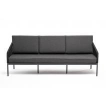  "Канны" диван 3-местный плетеный из роупа, каркас алюминий темно-серый (RAL7024) муар, роуп темно-серый круглый, ткань темно-серая 027, фото 2 