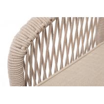  "Канны" кресло плетеное из роупа, каркас алюминий белый, муар, роуп бежевый круглый, ткань бежевая 035, фото 6 