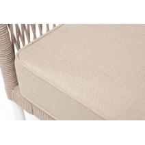  "Канны" кресло плетеное из роупа, каркас алюминий белый, муар, роуп бежевый круглый, ткань бежевая 035, фото 7 