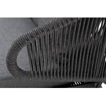  "Милан" диван 2-местный плетеный из роупа, каркас алюминий темно-серый (RAL7024) муар, роуп темно-серый круглый, ткань темно-серая 027, фото 8 