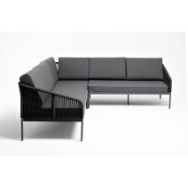  "Канны" диван модульный плетеный из роупа, каркас алюминий темно-серый (RAL7024), роуп темно-серый круглый, ткань темно-серая, фото 3 