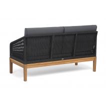  "Канны" диван 2-местный плетеный из роупа, основание дуб, роуп темно-серый круглый, ткань темно-серая 027, фото 5 