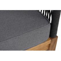  "Канны" диван 2-местный плетеный из роупа, основание дуб, роуп темно-серый круглый, ткань темно-серая 027, фото 6 