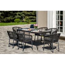  "Малага" обеденная группа на 6 персон со стульями "Марсель", каркас темно-серый, роуп темно-серый, фото 3 