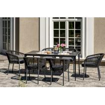  "Малага" обеденная группа на 6 персон со стульями "Марсель", каркас темно-серый, роуп темно-серый, фото 6 